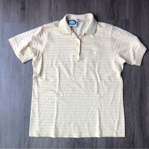 Vtg Lacoste Izod Polo Shirt Womens L 36 Yellow Stripes Retro Tennis Prep 70s 80s